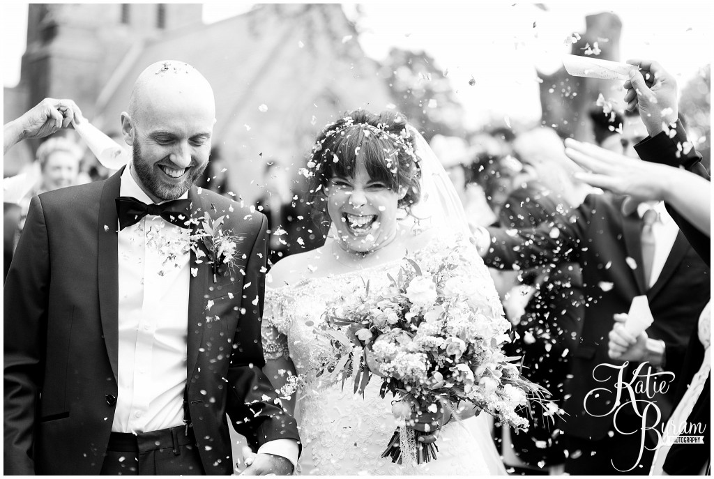 black and white wedding photograph, ellingham hall wedding, valley retro car, wildflower florist, northumberland wedding, northumberland wedding venue, katie byram photography, yap bridal, 