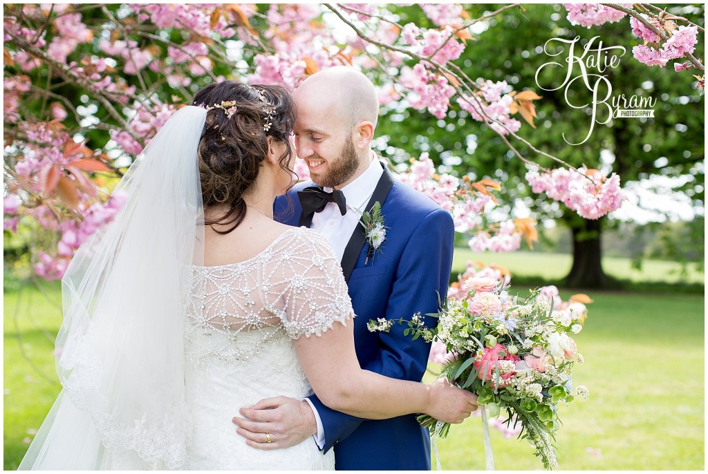 cherry blossom wedding, ellingham hall wedding, valley retro car, wildflower florist, northumberland wedding, northumberland wedding venue, katie byram photography, yap bridal, 