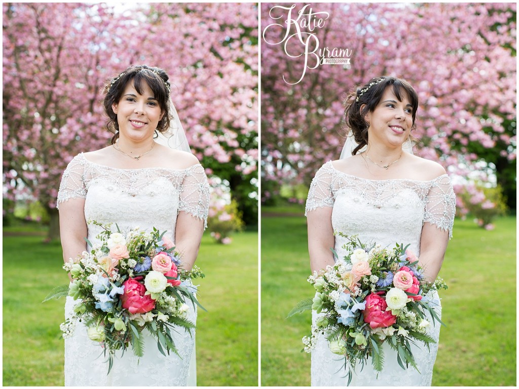 cherry blossom wedding, ellingham hall wedding, valley retro car, wildflower florist, northumberland wedding, northumberland wedding venue, katie byram photography, yap bridal, 