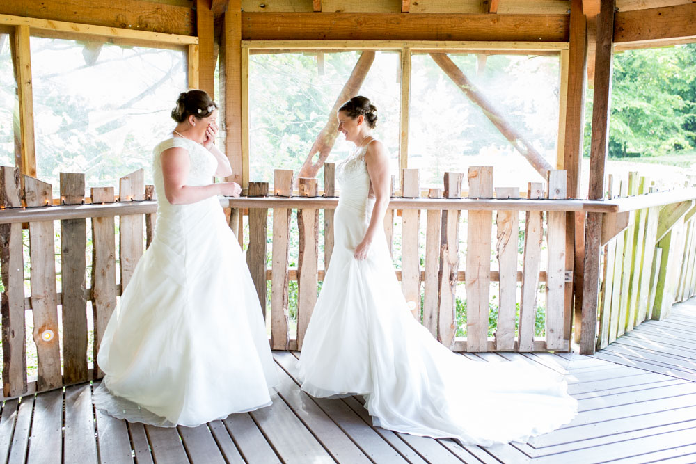 first look, two brides, katie byram photography