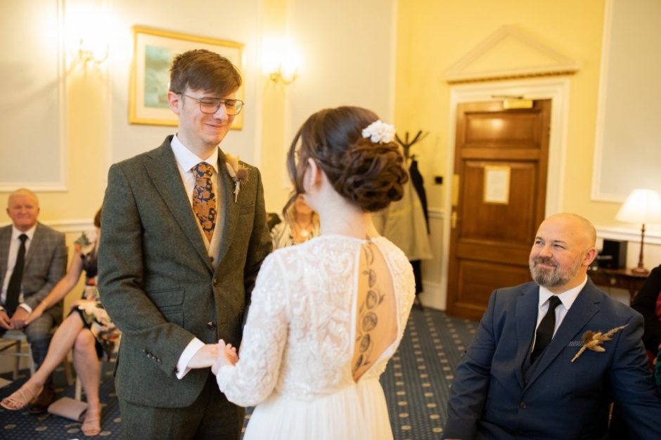 bagden hall wedding, halloween wedding, vegan wedding, quirky wedding, black bridesmaid dresses, katie byram photography, barnard castle wedding