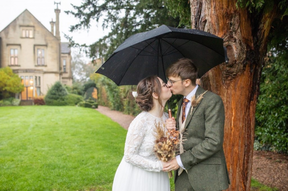 bagden hall wedding, halloween wedding, vegan wedding, quirky wedding, black bridesmaid dresses, katie byram photography, barnard castle wedding