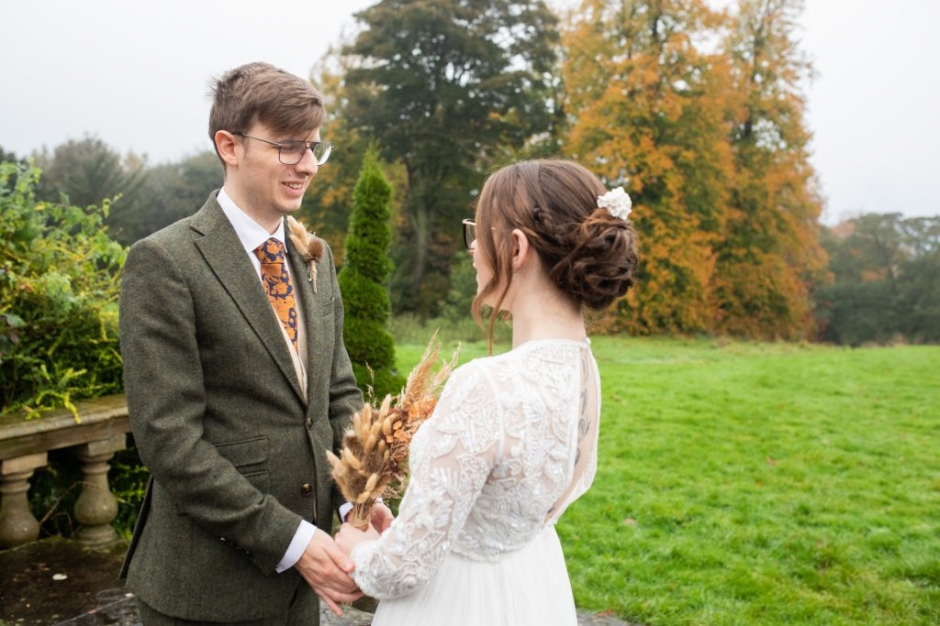 bagden hall wedding, halloween wedding, vegan wedding, quirky wedding, black bridesmaid dresses, katie byram photography, barnard castle wedding