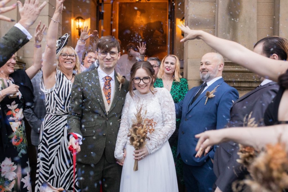 bagden hall wedding, halloween wedding, vegan wedding, quirky wedding, black bridesmaid dresses, katie byram photography, barnard castle wedding